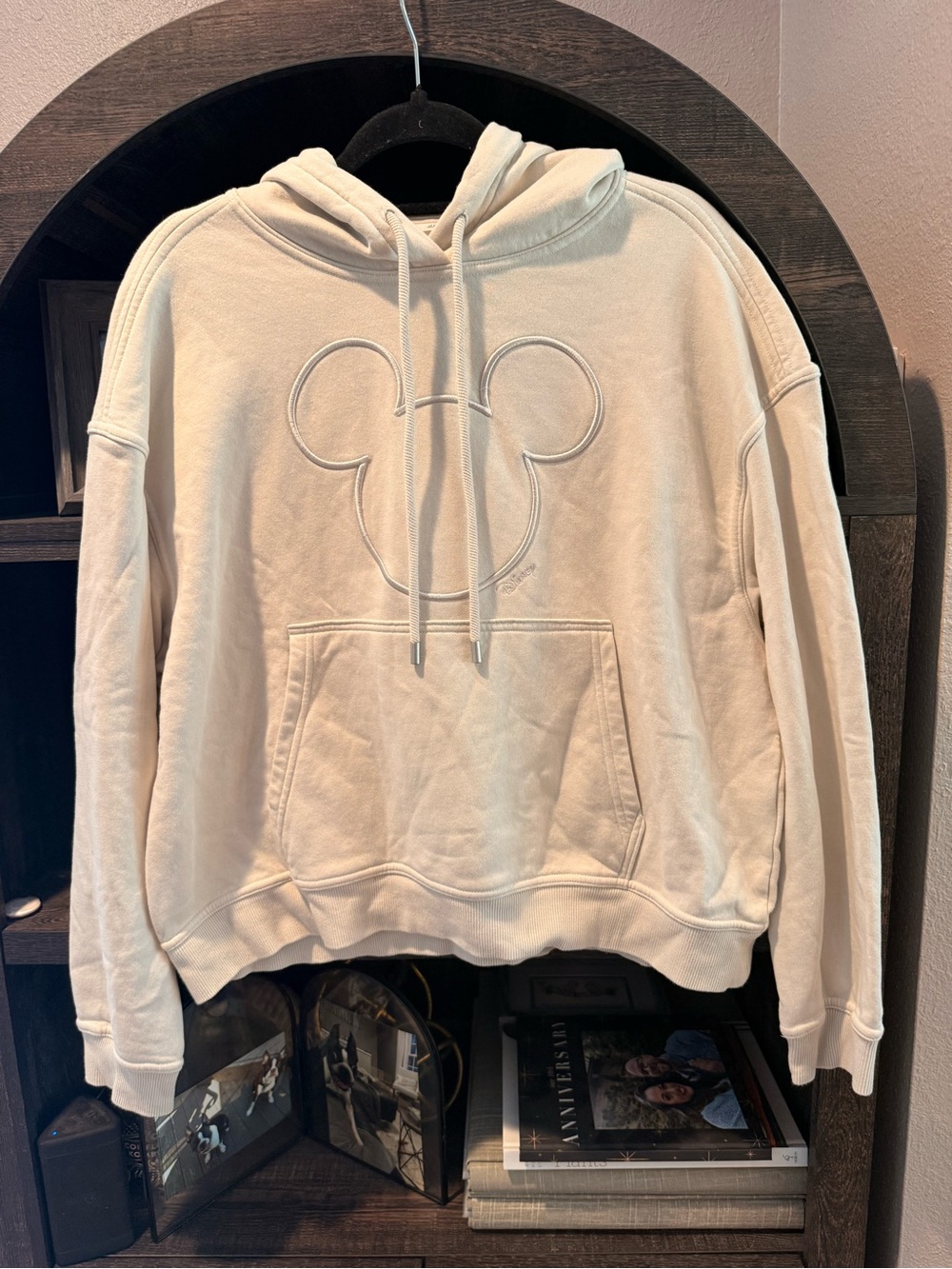H&M + Disney Cream Hooded Sweatshirt with embroidered Logo